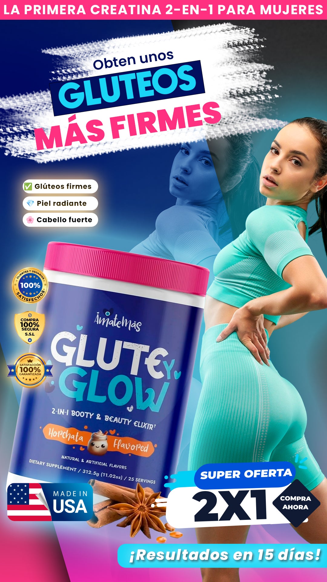 Glute Y Glow | Creatina Para Mujeres 2-en-1.
